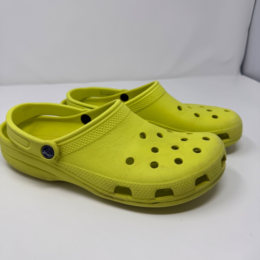 Crocs Classic Clog Mens 10 Neon Yellow Lime Green Slip On Comfort Shoes